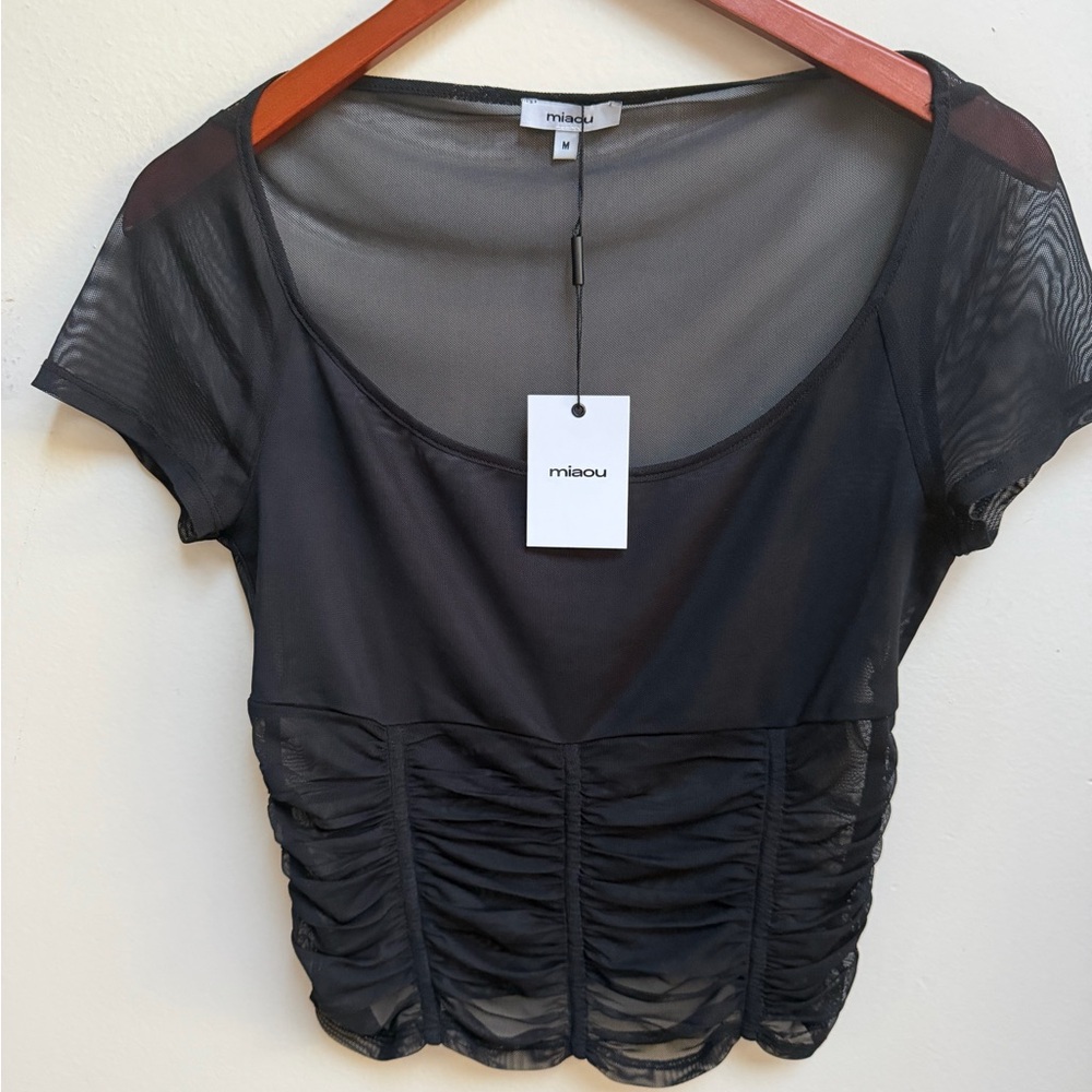 Miaou Arya Sheer Ruched Blouse